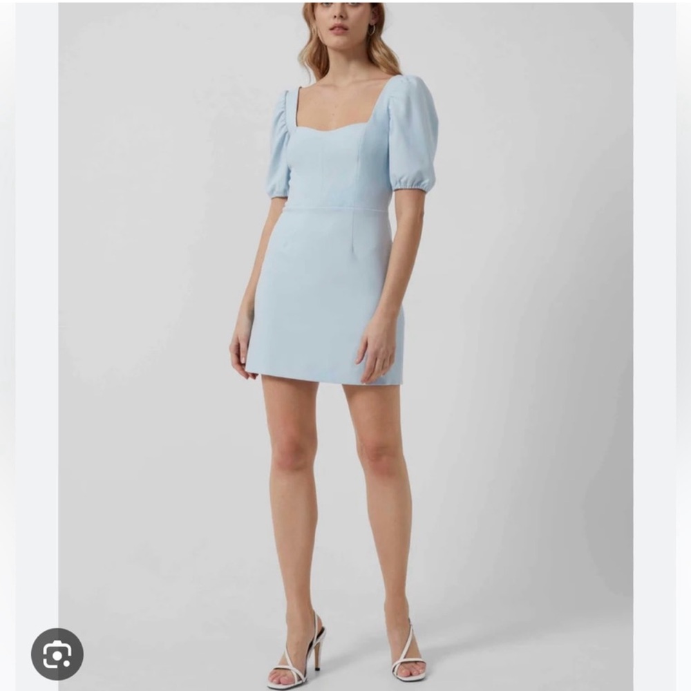 French Connection Whisper Cutout Back Dress Baby Blue Size 8